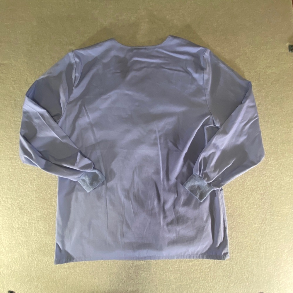 Cherokee Workwear Blue Scrub Jacket Button Front Long Sleeve Pockets Large - Picture 2 of 9